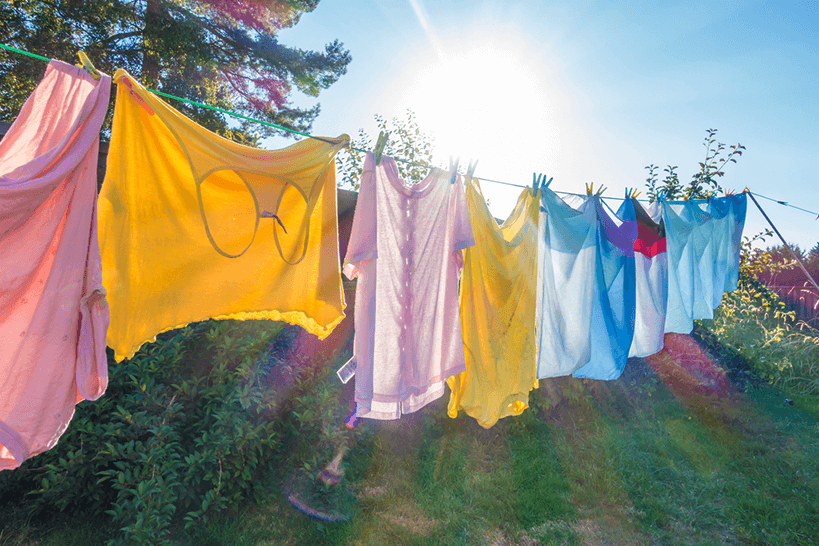 colorful laundry drying